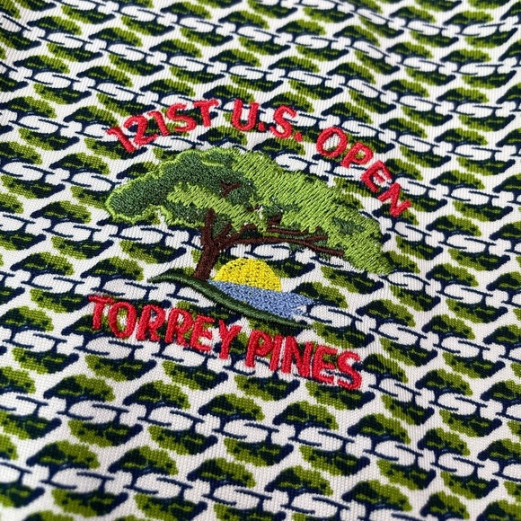 Torrey Pines 121st US Open Microprint Trees All Over Golf Polo Shirt Size Medium - Picture 4 of 8